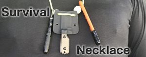 Survival Necklace Knife, Fire Starter, And Sharpening Tool